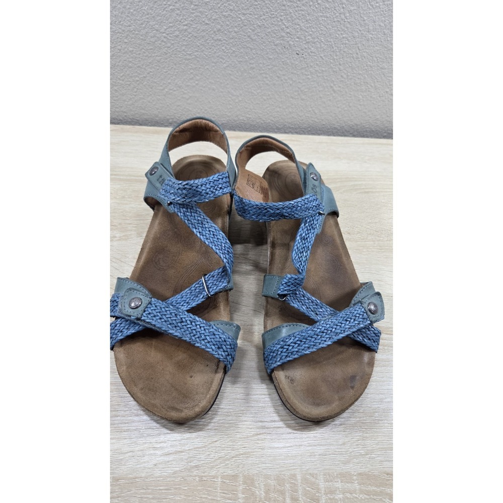 Taos Braided Leather Comfort Sandals‎ Blue Green Size 9 - Picture 5 of 6